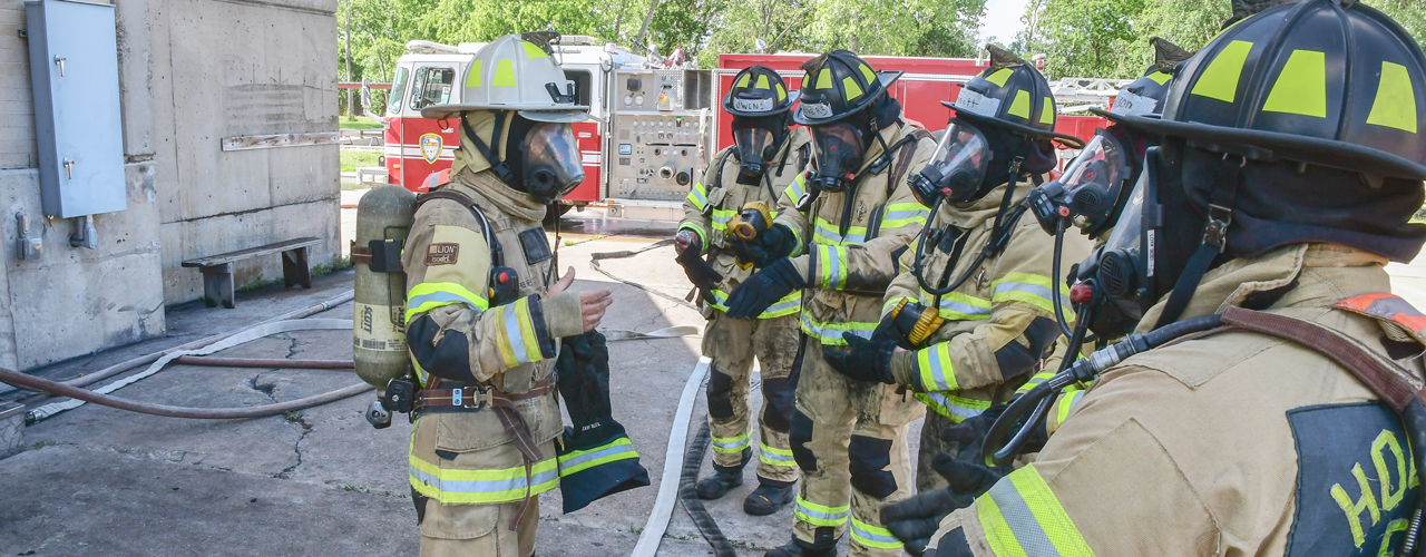 firefighters at training facility
