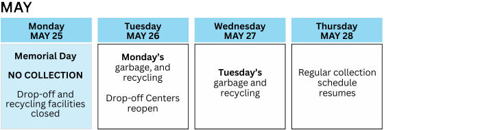 Image of Monday and Tuesday service move to Tuesday and Wednesday